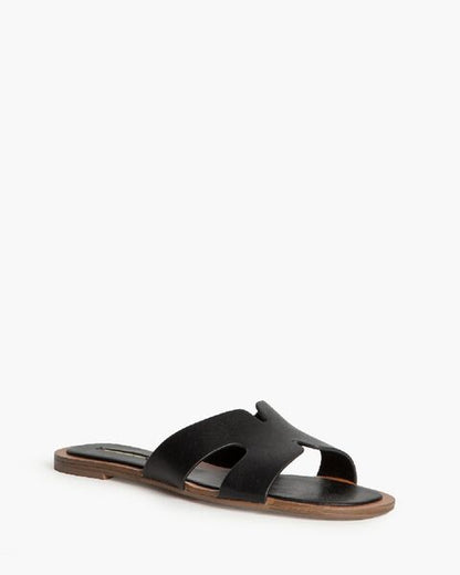 Black Slide Sandal with Interwoven Strap