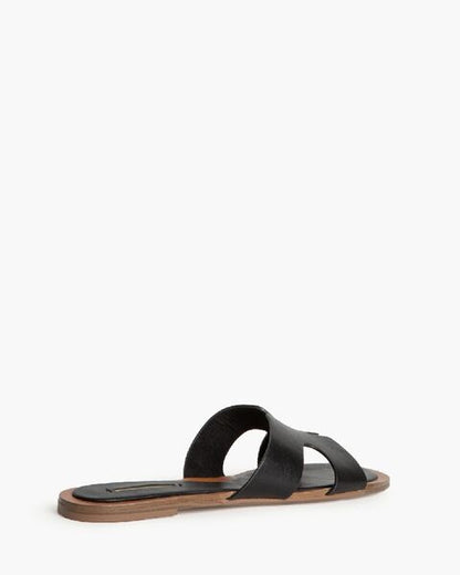 Black Slide Sandal with Interwoven Strap