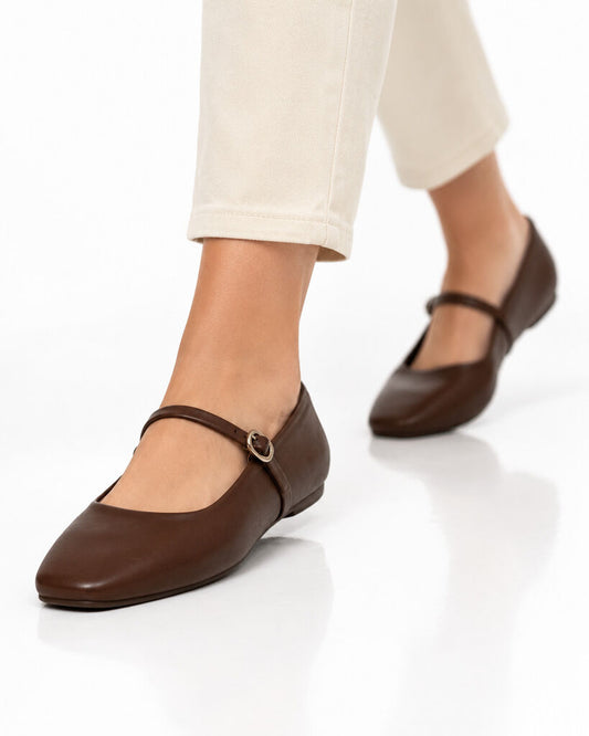 Mary Jane Shoe Nappa CAFE
