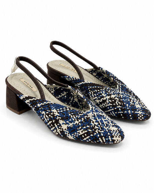 Sling-Back Intreccio AZU/CAF