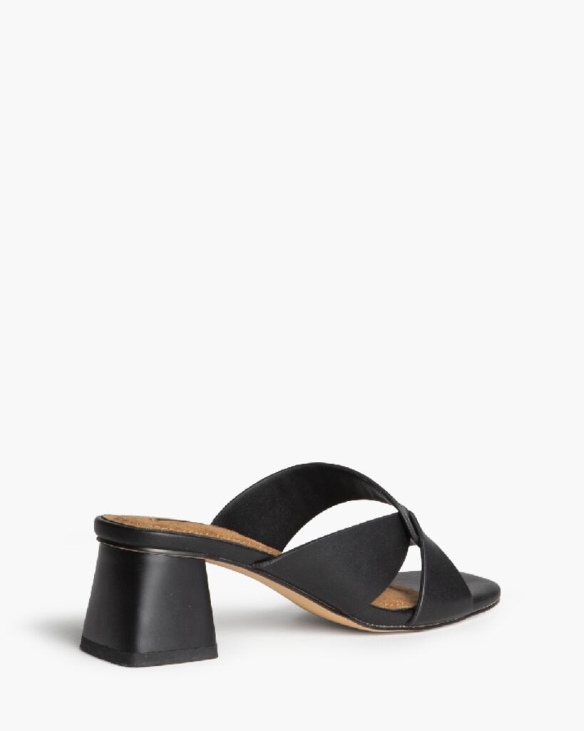 Heeled Mule Open-Toe Nappa NEGRO