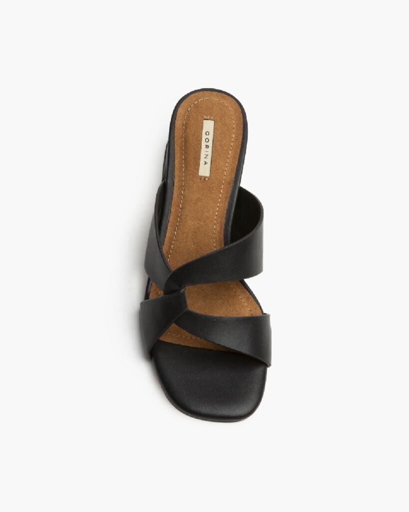Heeled Mule Open-Toe Nappa NEGRO