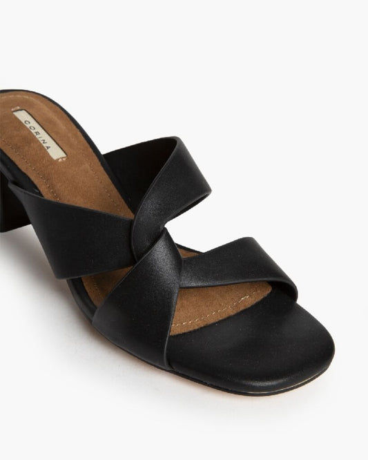 Heeled Mule Open-Toe Nappa NEGRO