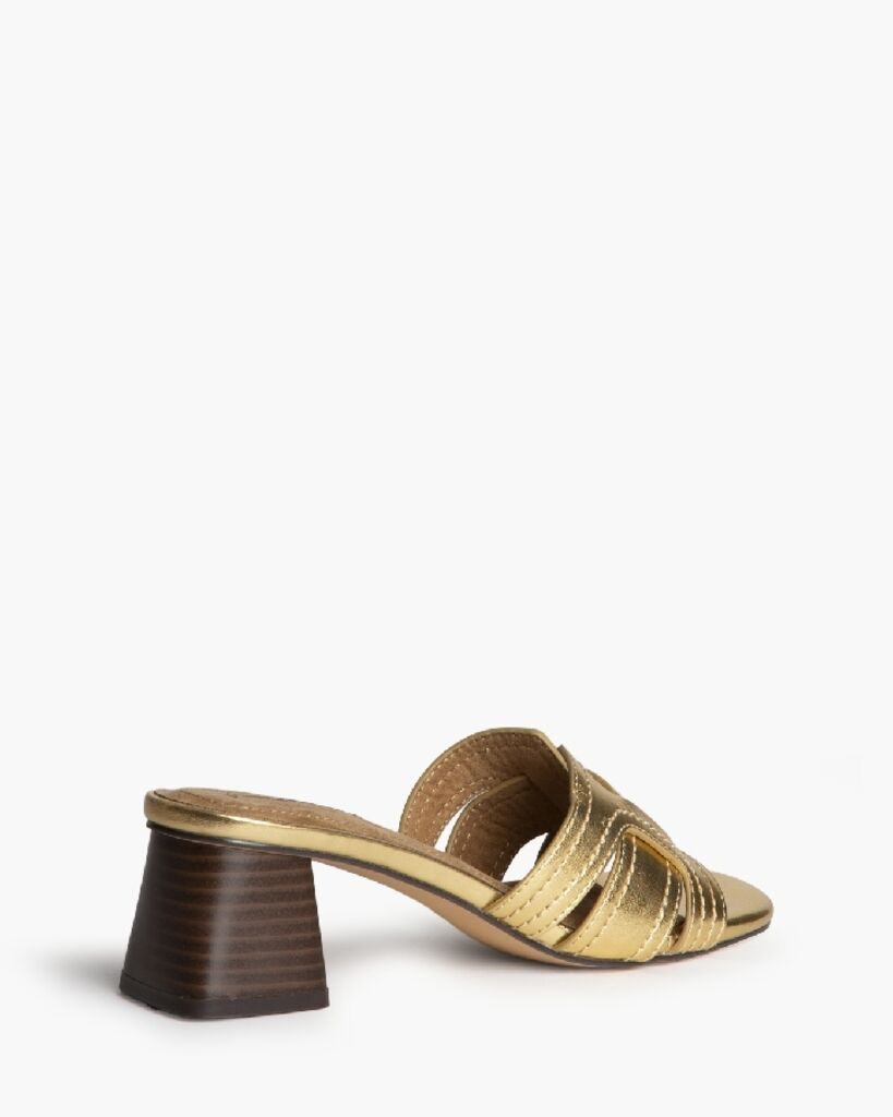Heeled Mule Open-Toe Laminato ORO