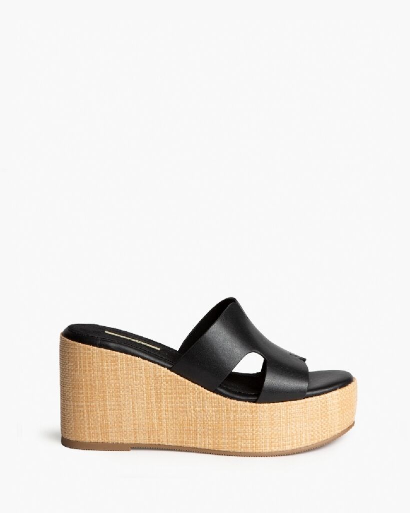 Heeled Mule Open-Toe Nappa NEGRO