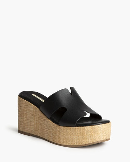 Heeled Mule Open-Toe Nappa NEGRO