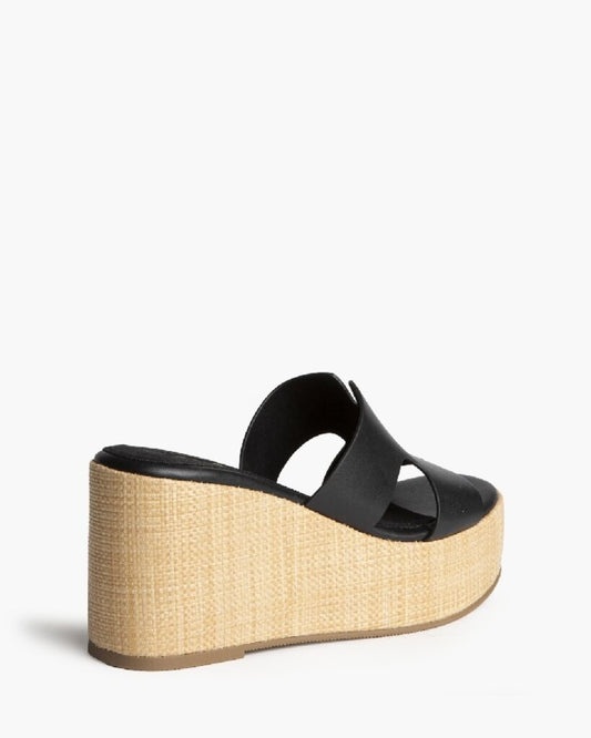 Heeled Mule Open-Toe Nappa NEGRO