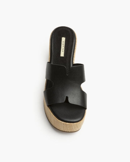 Heeled Mule Open-Toe Nappa NEGRO