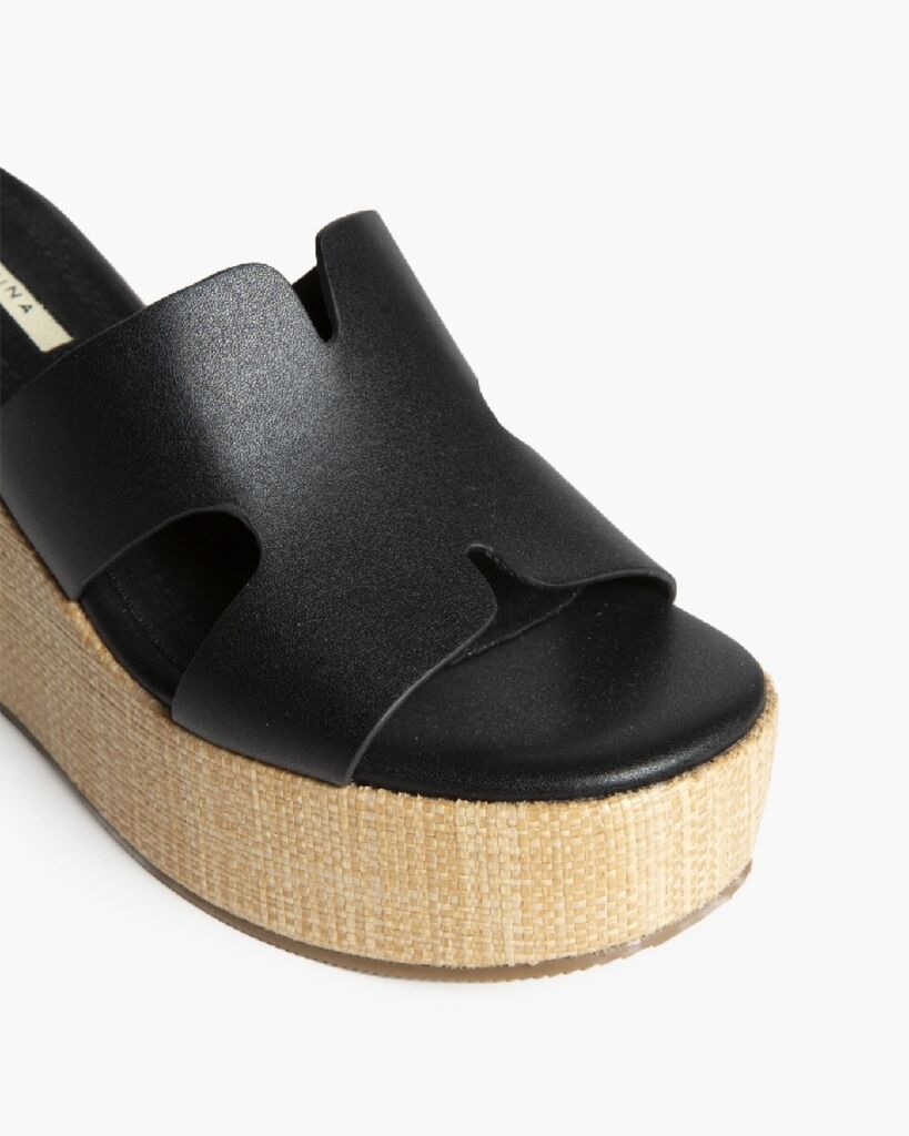 Heeled Mule Open-Toe Nappa NEGRO