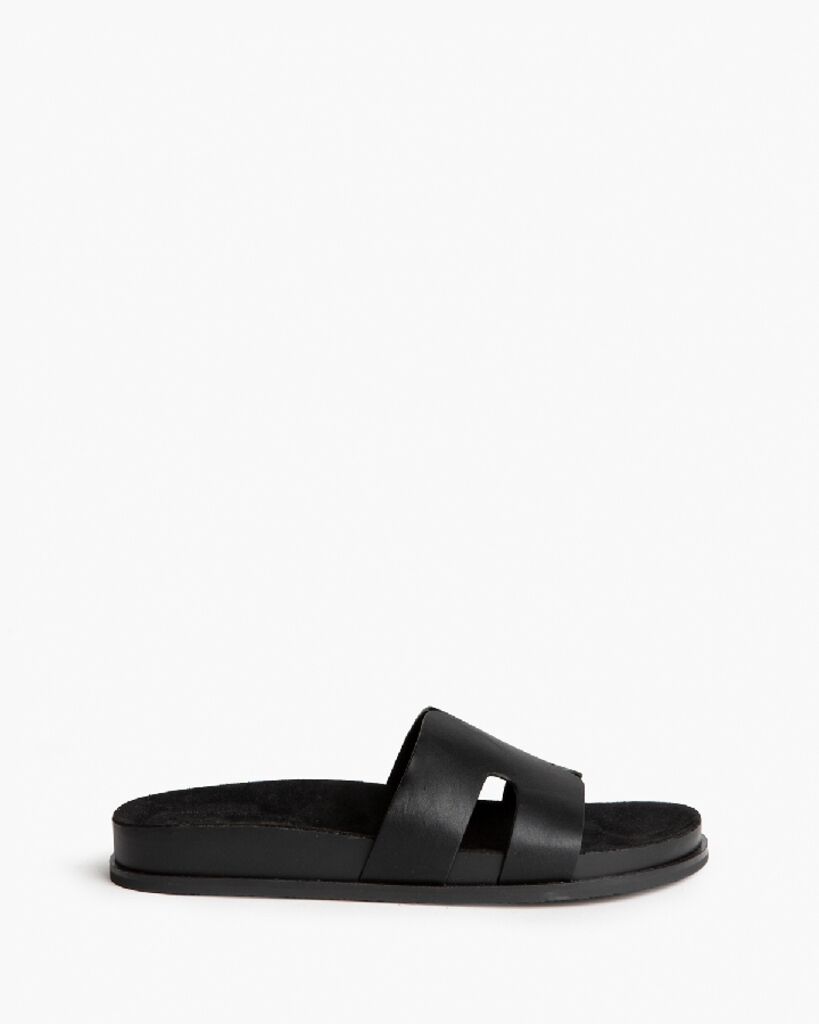 Heeled Mule Open-Toe Nappa NEGRO