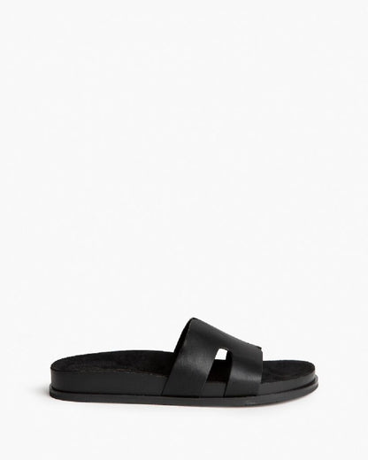 Heeled Mule Open-Toe Nappa NEGRO