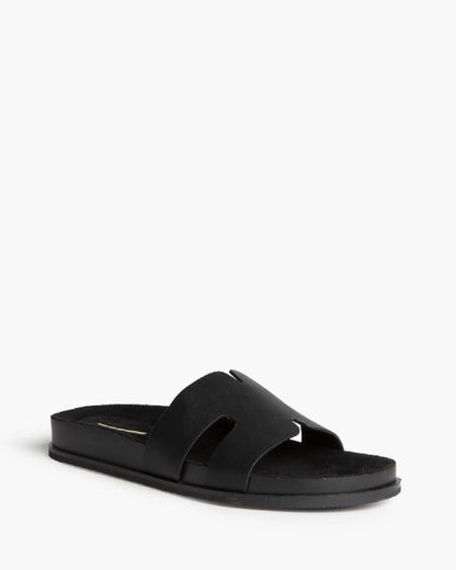 Heeled Mule Open-Toe Nappa NEGRO