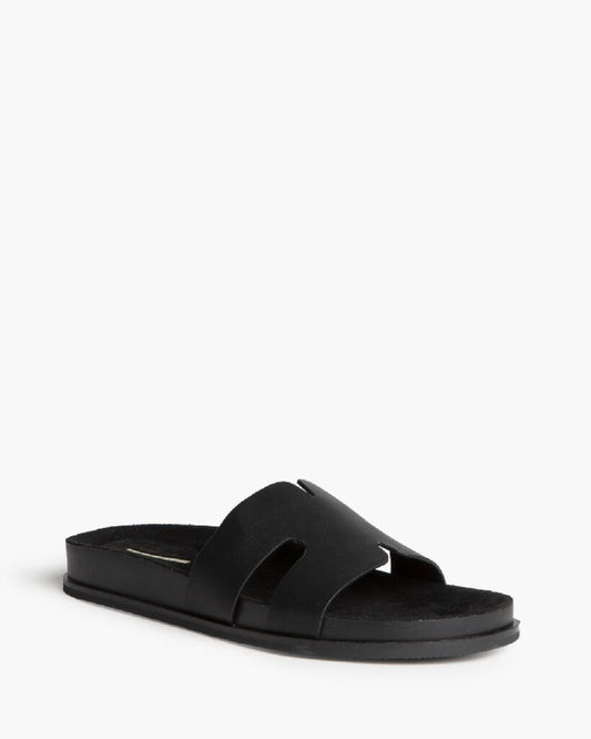 Heeled Mule Open-Toe Nappa NEGRO