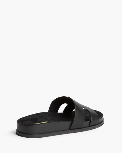 Heeled Mule Open-Toe Nappa NEGRO