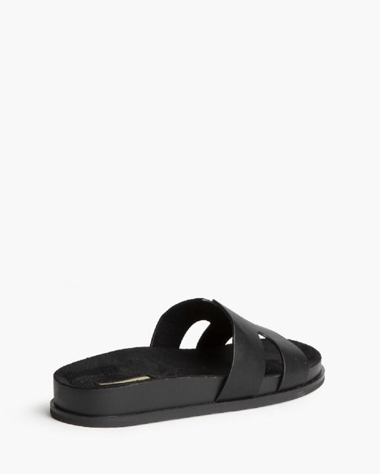 Heeled Mule Open-Toe Nappa NEGRO