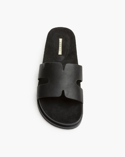 Heeled Mule Open-Toe Nappa NEGRO