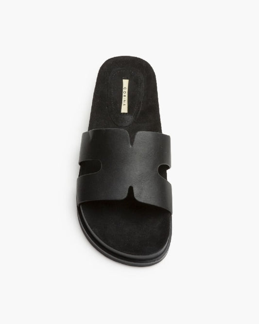 Heeled Mule Open-Toe Nappa NEGRO