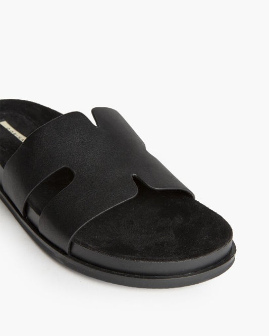 Heeled Mule Open-Toe Nappa NEGRO