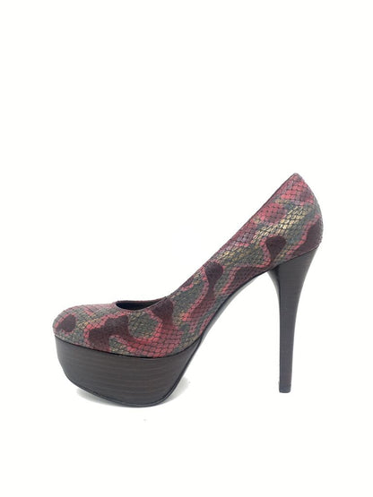 Multicolor Snakeskin Platform Pumps with Stiletto Heel