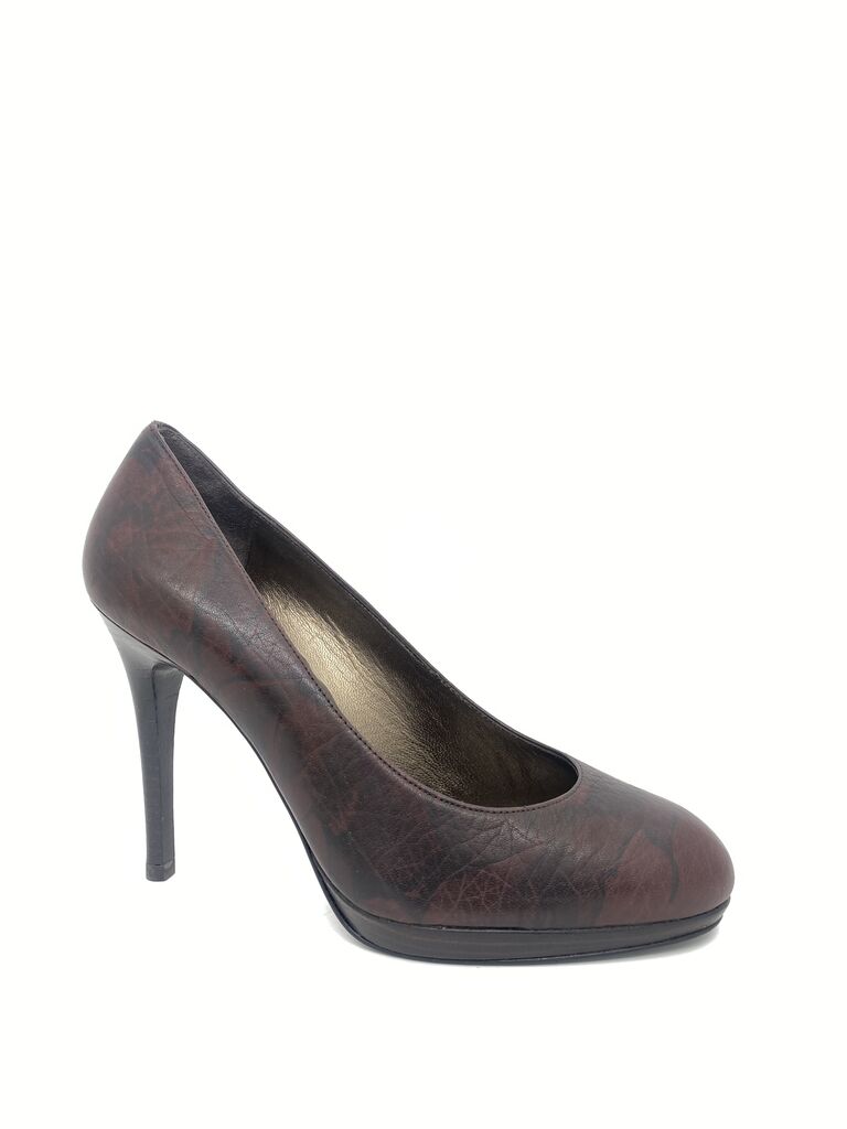 Burgundy Textured Pump with Stiletto Heel