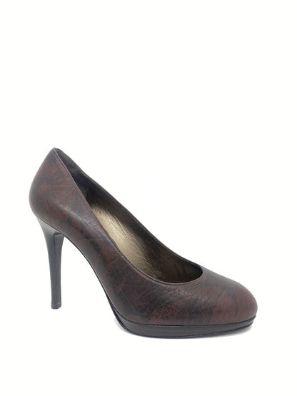 Burgundy Textured Pump with Stiletto Heel