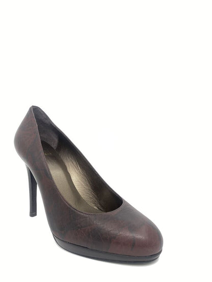 Burgundy Textured Pump with Stiletto Heel
