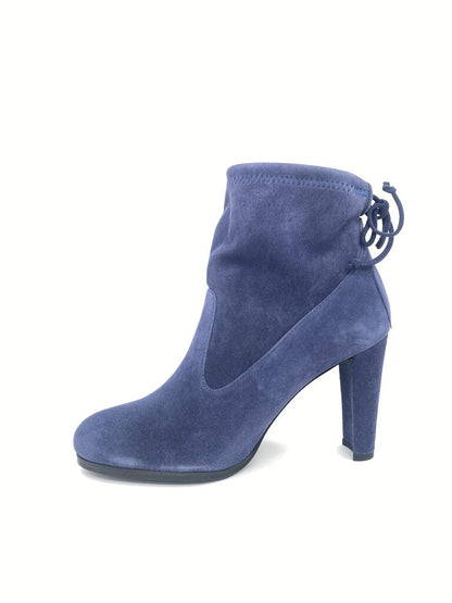 Blue Suede Ankle Boot with High Heel