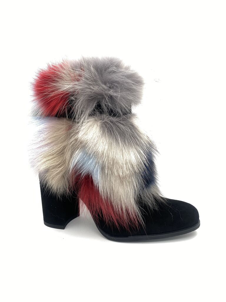 Multicolor Fur Trimmed Ankle Boot
