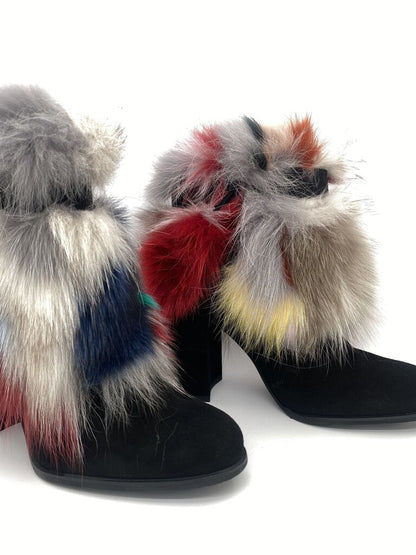 Multicolor Fur Trimmed Ankle Boot