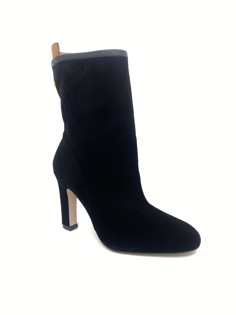 Black Suede Ankle Boot with High Heel