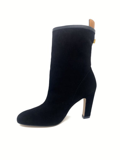 Black Suede Ankle Boot with High Heel