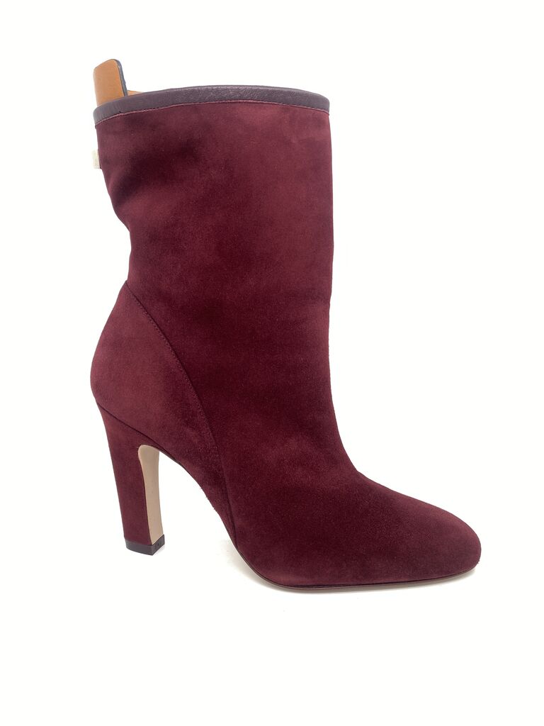 Burgundy Suede High Heel Boots