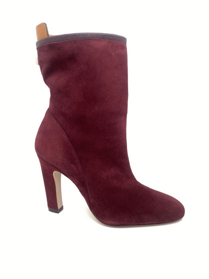 Burgundy Suede High Heel Boots