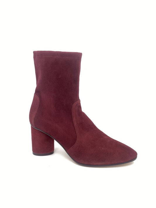 Burgundy Suede Ankle Boots with Block Heel