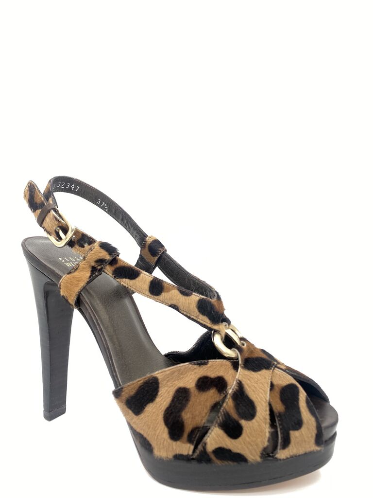 Leopard Print Slingback Heeled Sandals