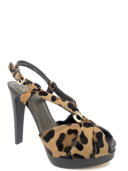 Leopard Print Slingback Heeled Sandals