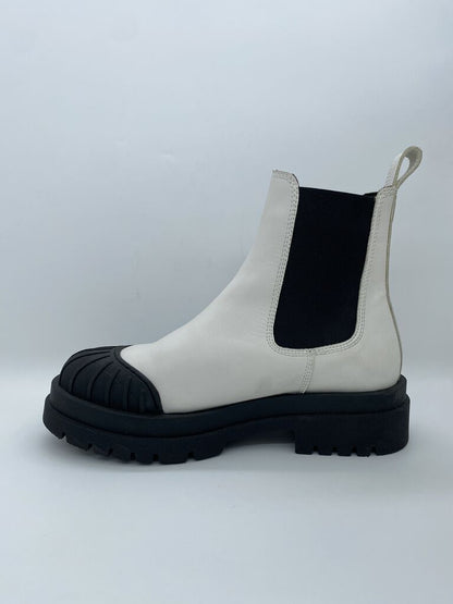 Black and White Contrast Slip-On Ankle Boot