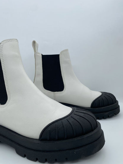 Black and White Contrast Slip-On Ankle Boot