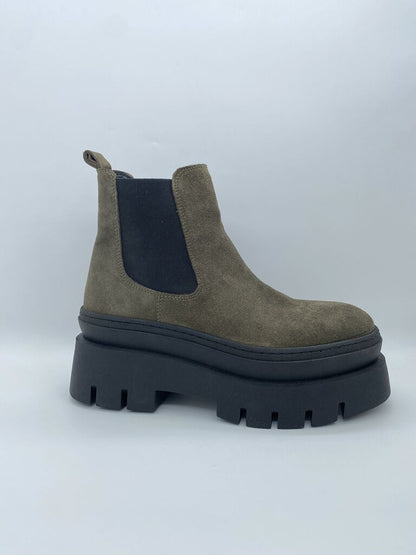 Olive Textured Platform Chelsea Boot