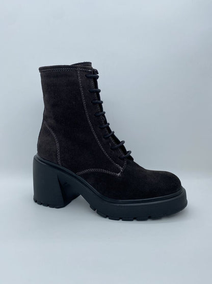Black Suede Ankle Boots with Chunky Heel
