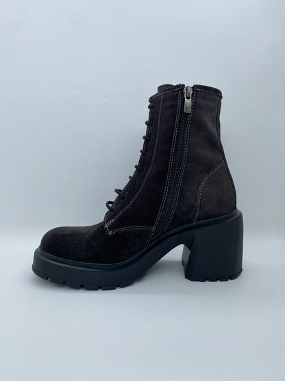 Black Suede Ankle Boots with Chunky Heel