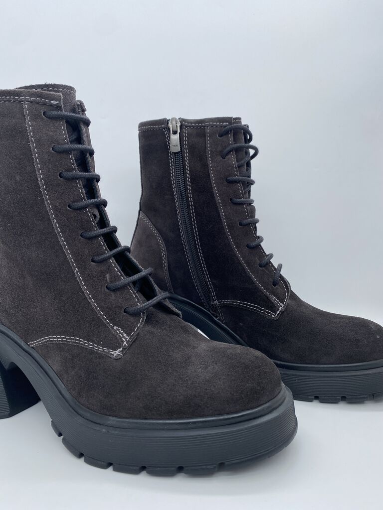 Black Suede Ankle Boots with Chunky Heel