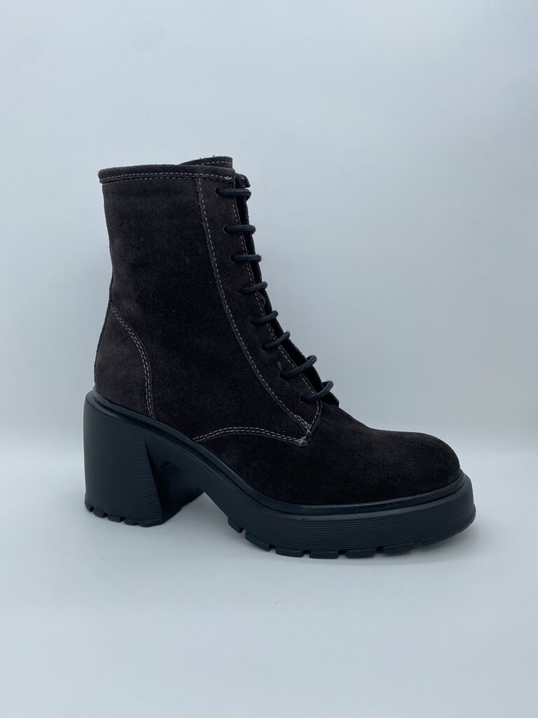 Black Suede Ankle Boots with Chunky Heel