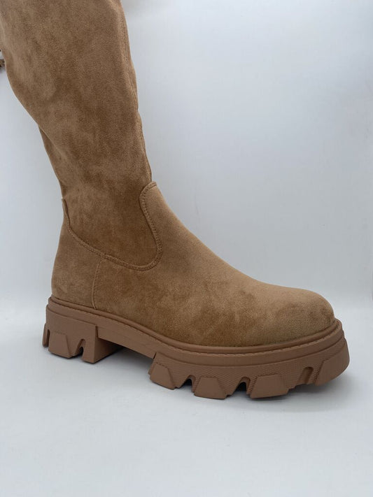 Brown Suede Boot with Chunky Sole