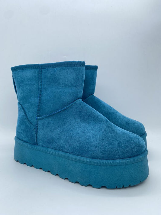 Vibrant Blue Platform Ankle Boots
