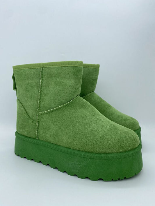 Green Suede Platform Boots