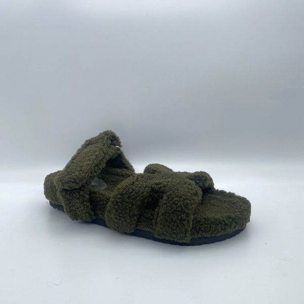 Olive Textured Sandal with Cushion Straps
