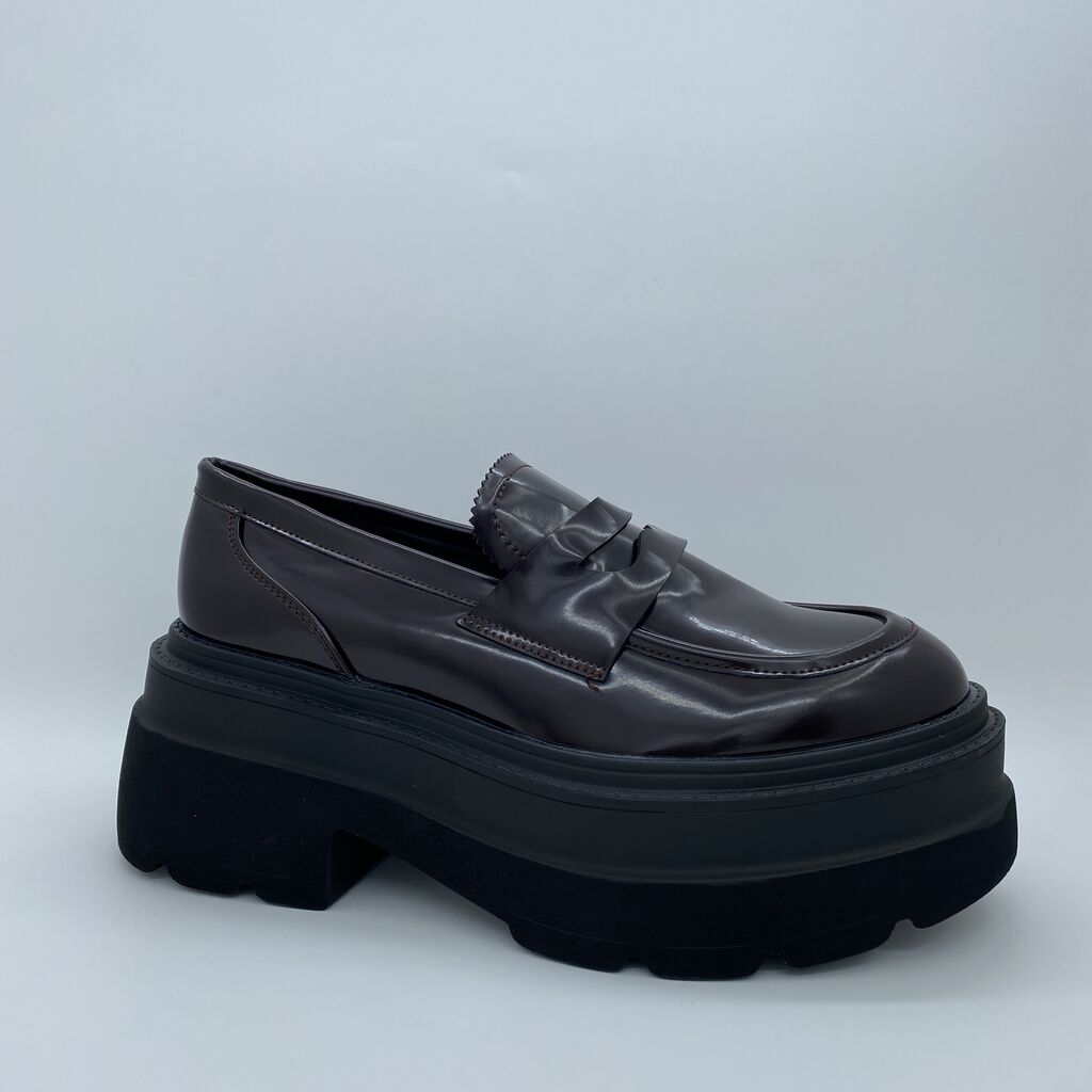 Burgundy Platform Loafer with Chunky Sole