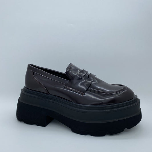 Burgundy Platform Loafer with Chunky Sole