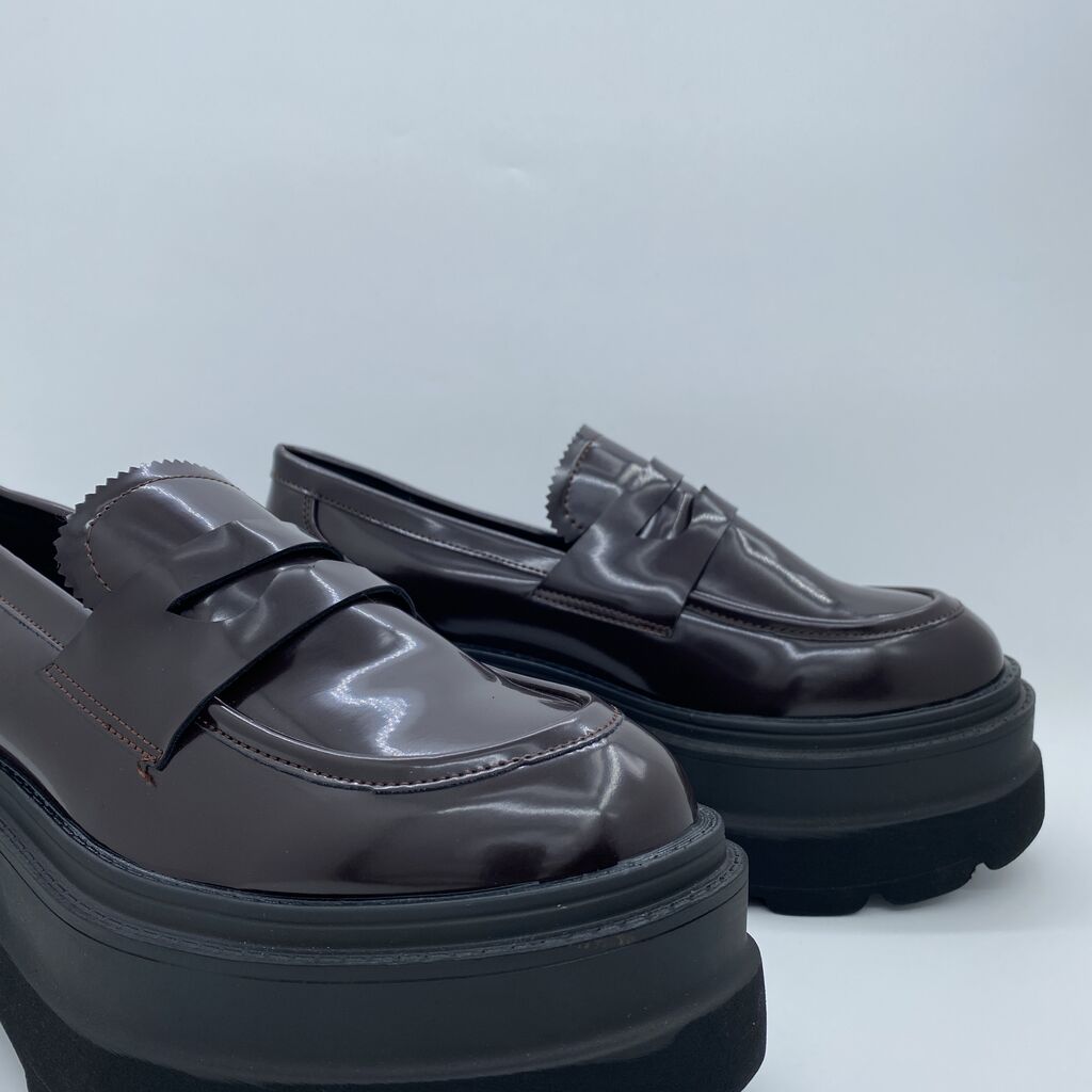 Burgundy Platform Loafer with Chunky Sole
